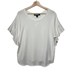 Fifteen Twenty White Flutter Sleeve Sweatshirt Pullover Top Style #1F24086 Sz M